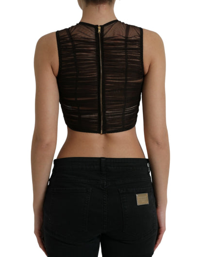 Versierde cropped mouwloze top