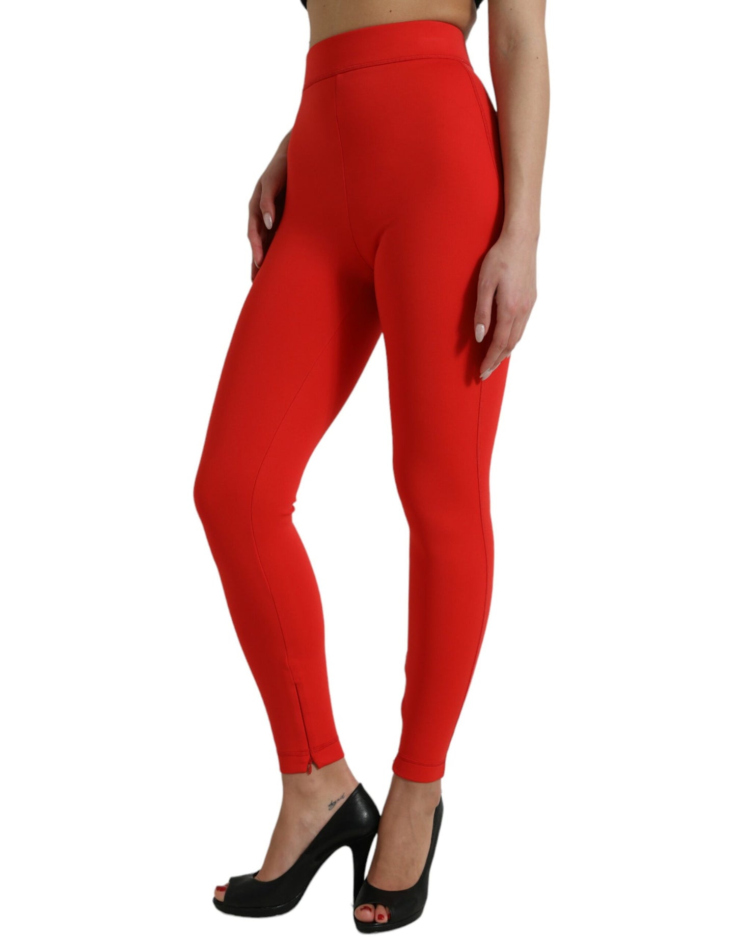 Elegante rode legging met hoge taille