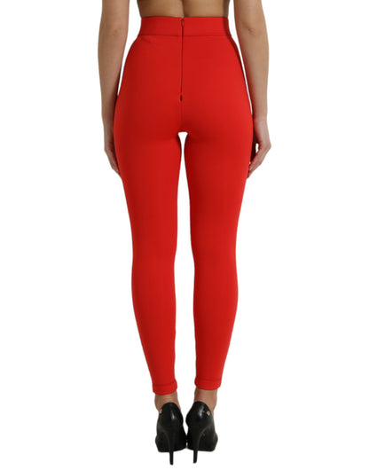 Elegante rode legging met hoge taille