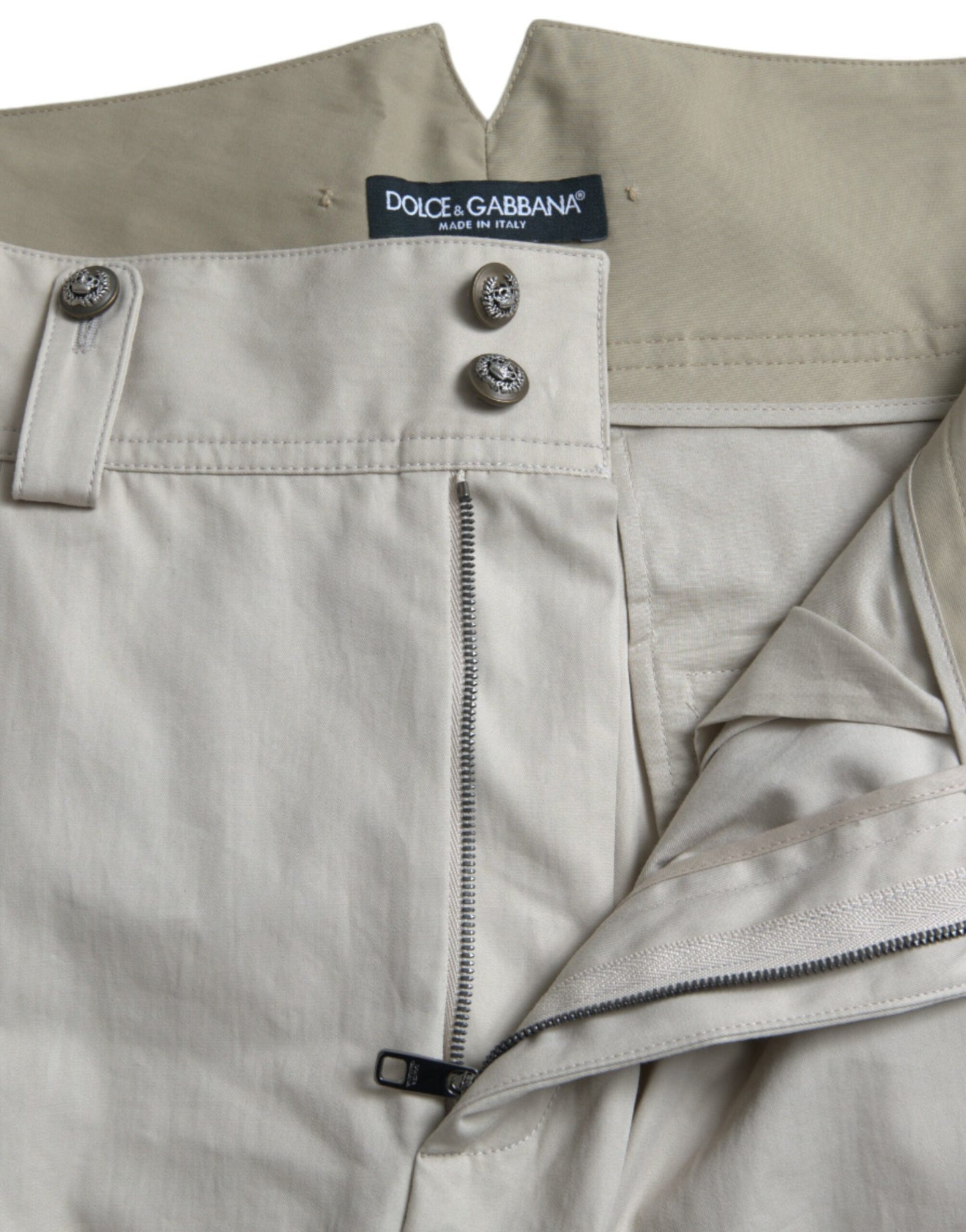 High-waisted taps toelopende modebroek - Beige