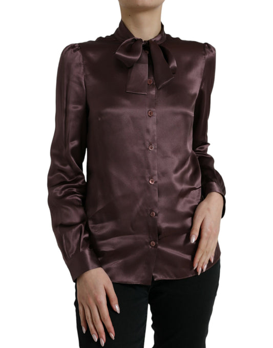 Elegante zijden Ascot kraag blouse