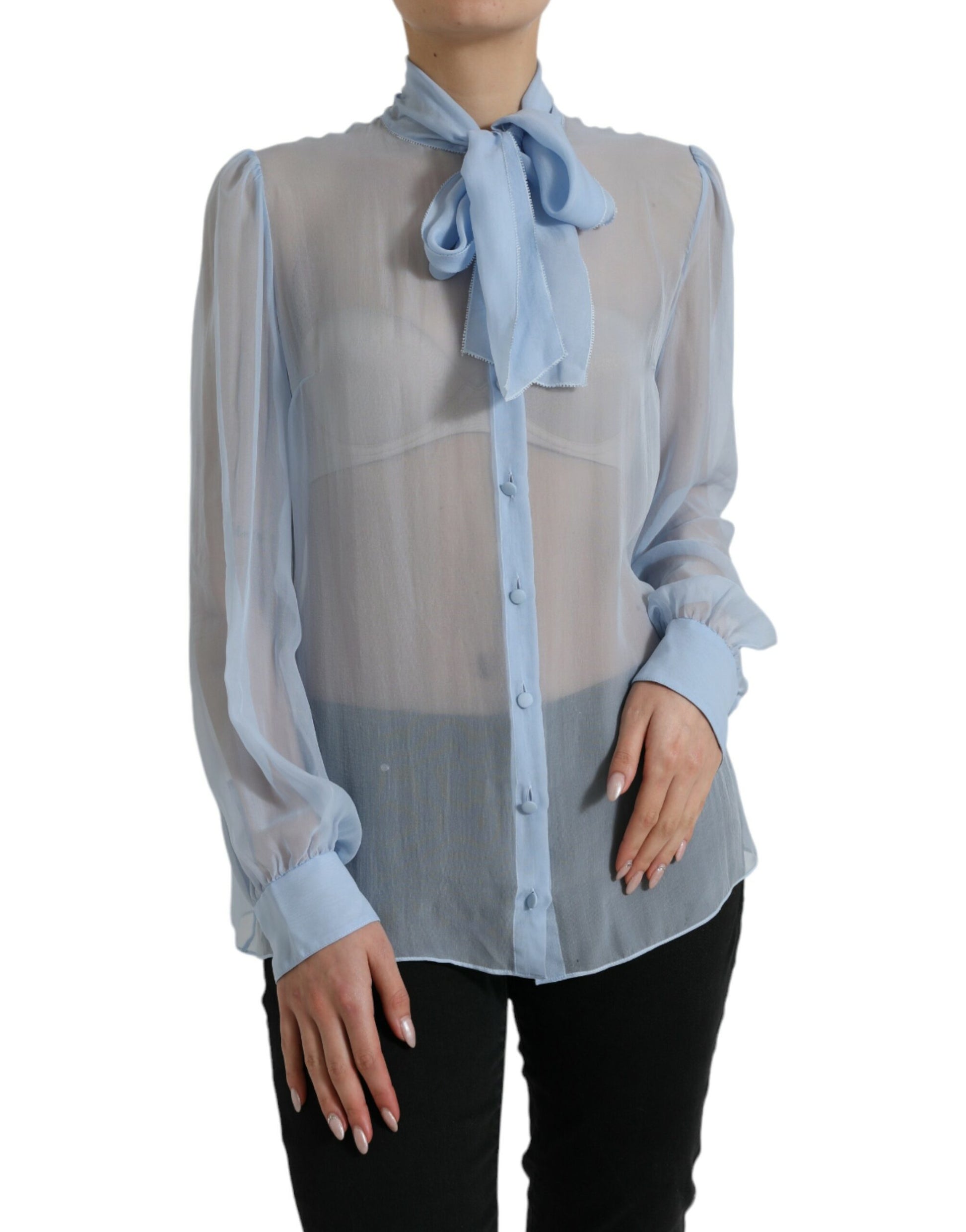 Elegante zijden blouse met lange mouwen