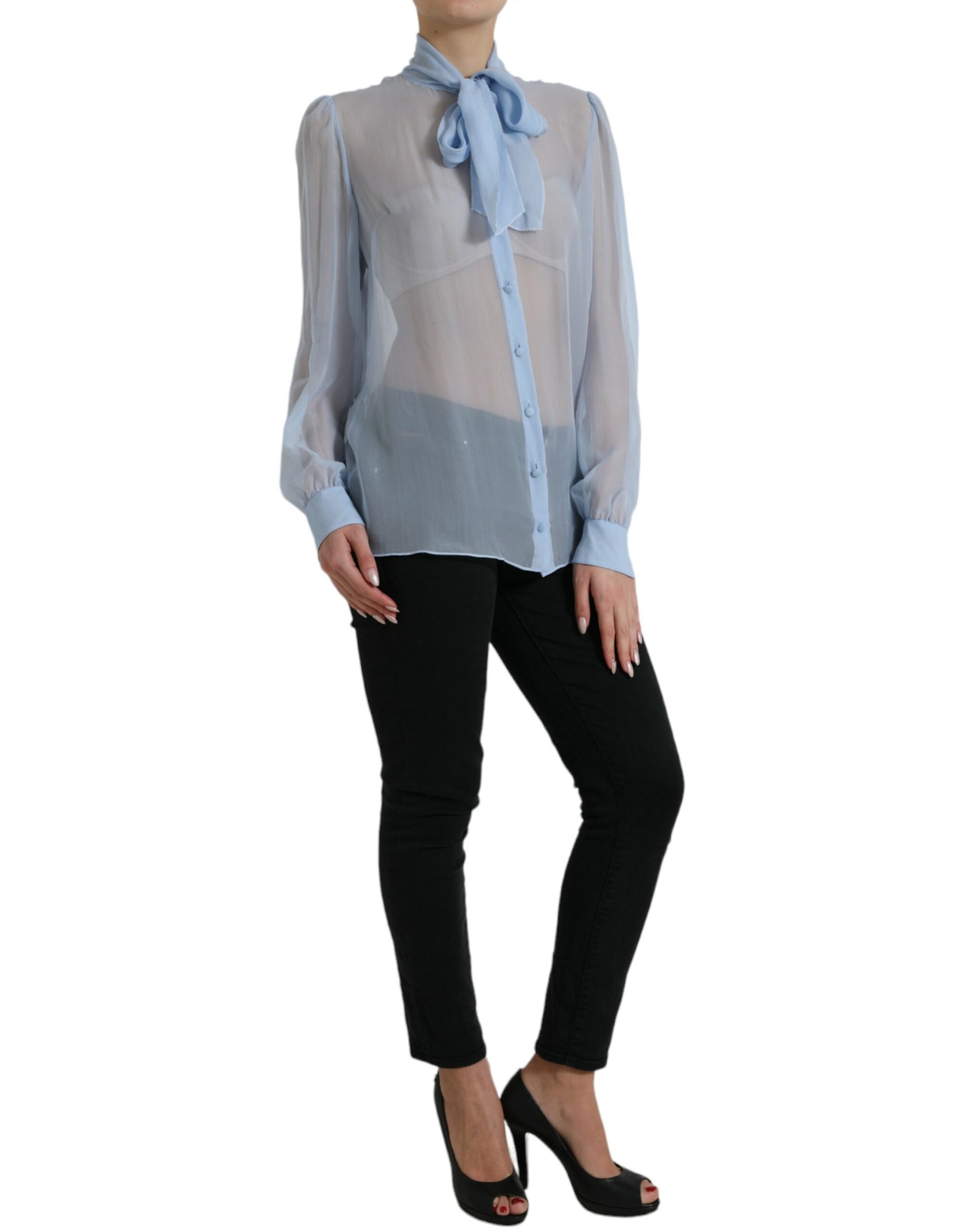 Elegante zijden blouse met lange mouwen