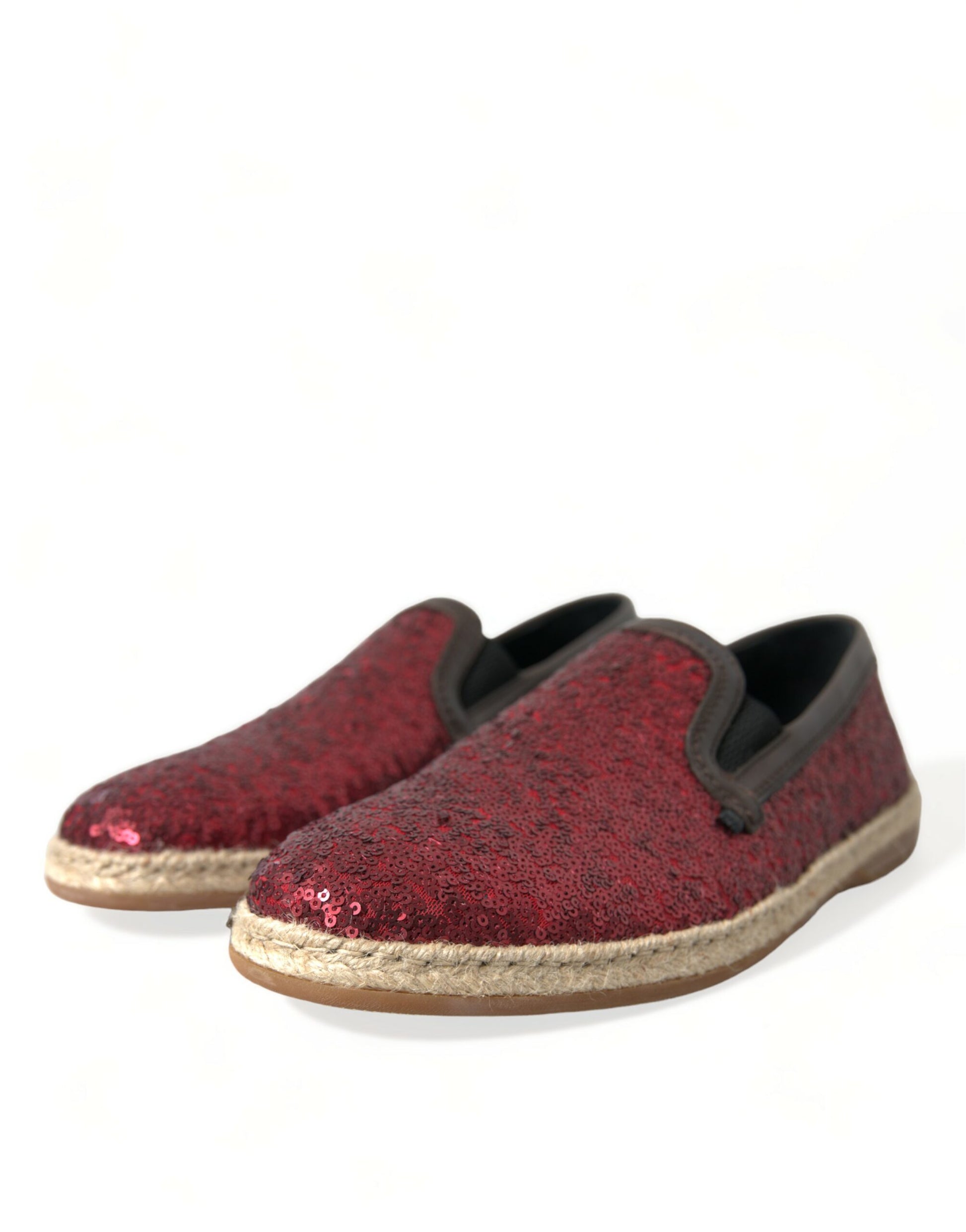 Rode leren loafers met pailletten