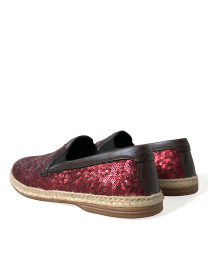 Rode leren loafers met pailletten