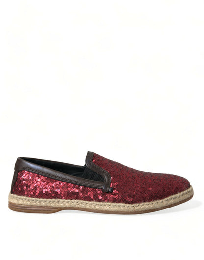 Rode leren loafers met pailletten