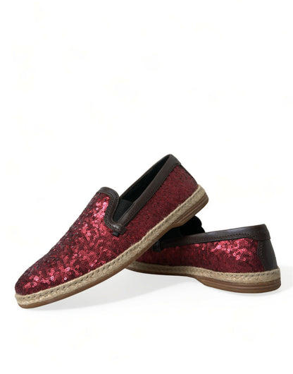 Rode leren loafers met pailletten