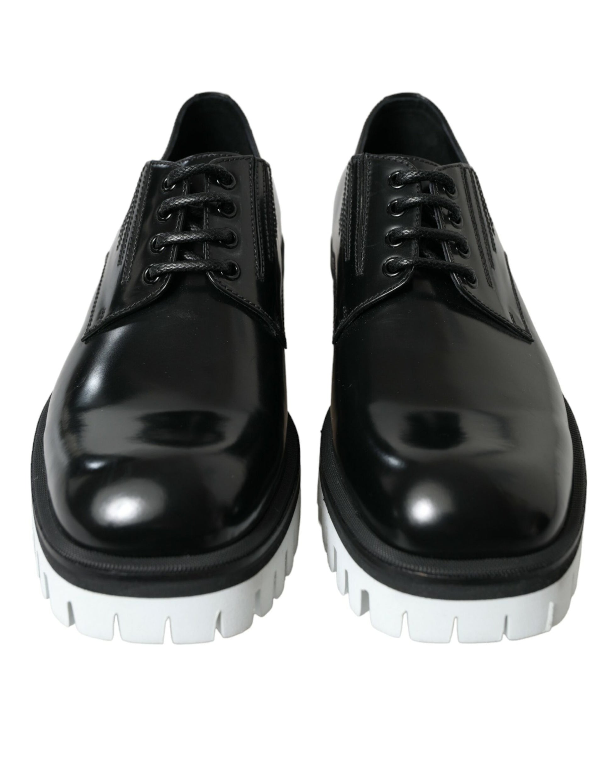 Sophisticated Black and White Leather Derby Shoes