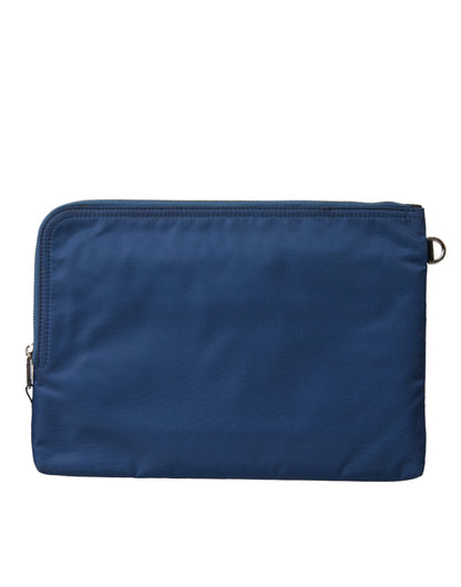 Elegante blauwe nylon clutch met rits