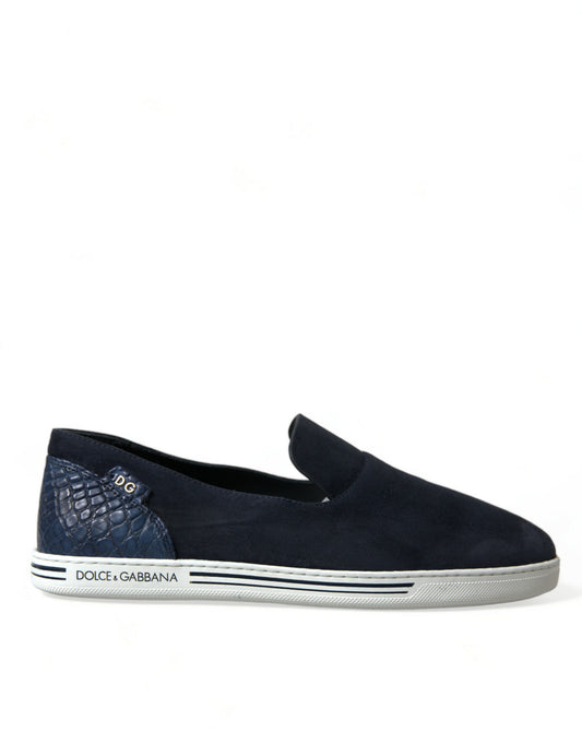 Elegante blauwe suède leren loafers