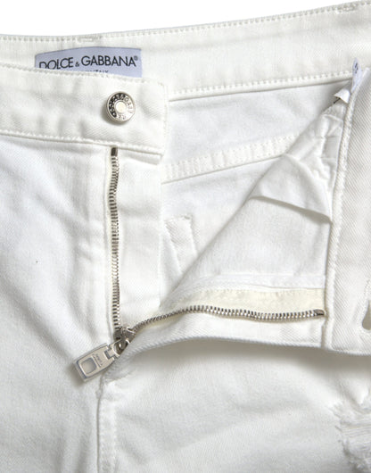 Elegante witte mid-waist denim cropped jeans