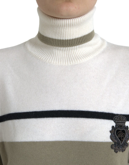 Italian Striped Wool Turtleneck Sweater