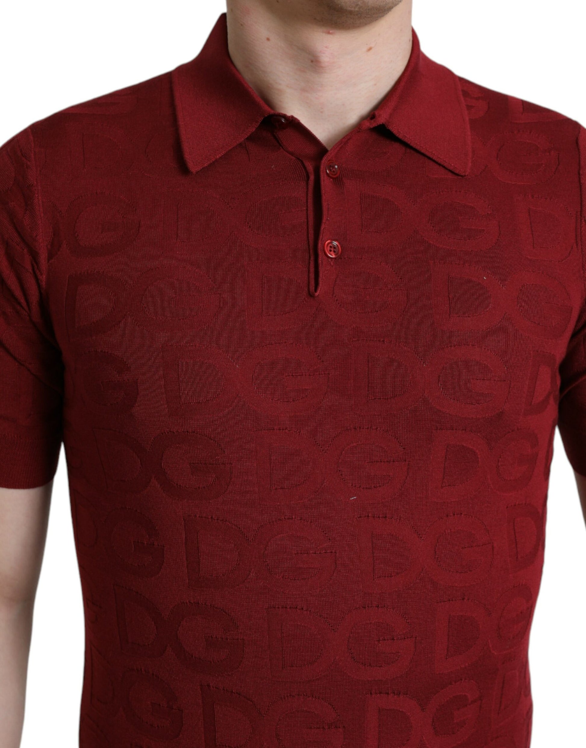 Elegante zijden bordeauxrode poloshirt