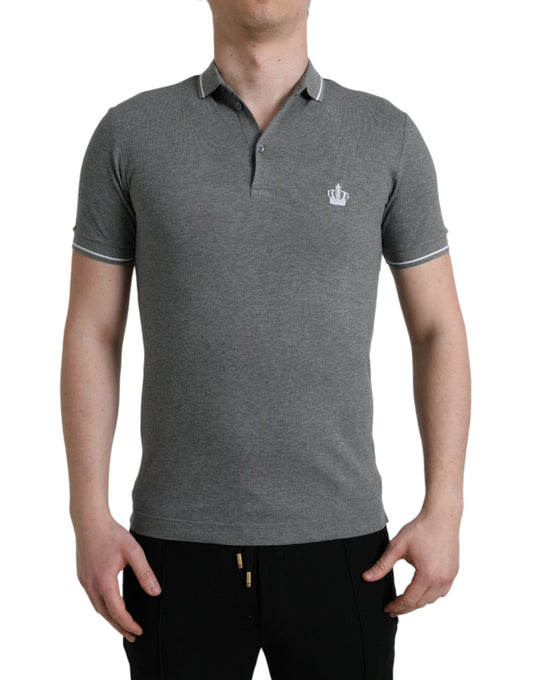 Elegante grijze katoenen poloshirt