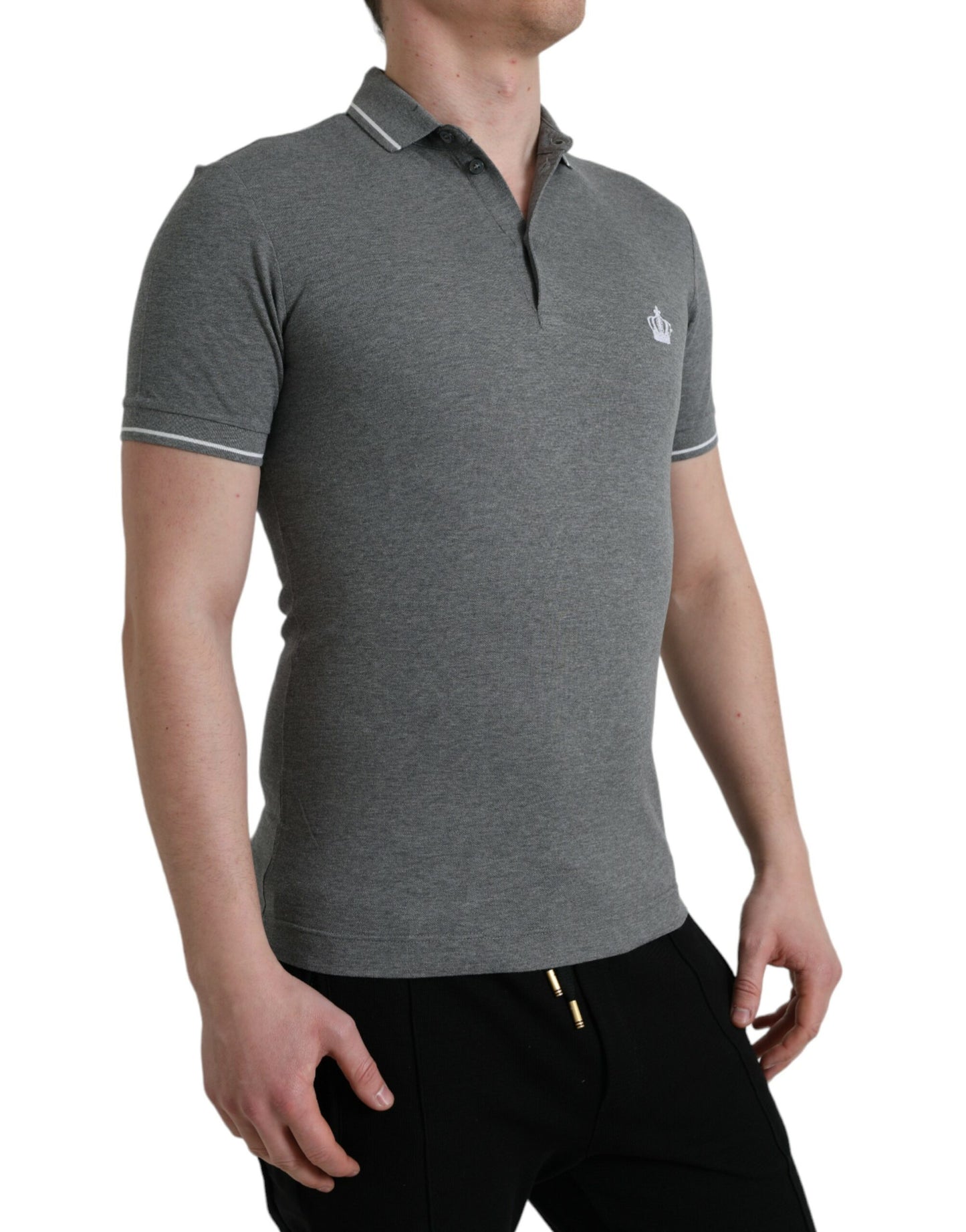 Elegante grijze katoenen poloshirt