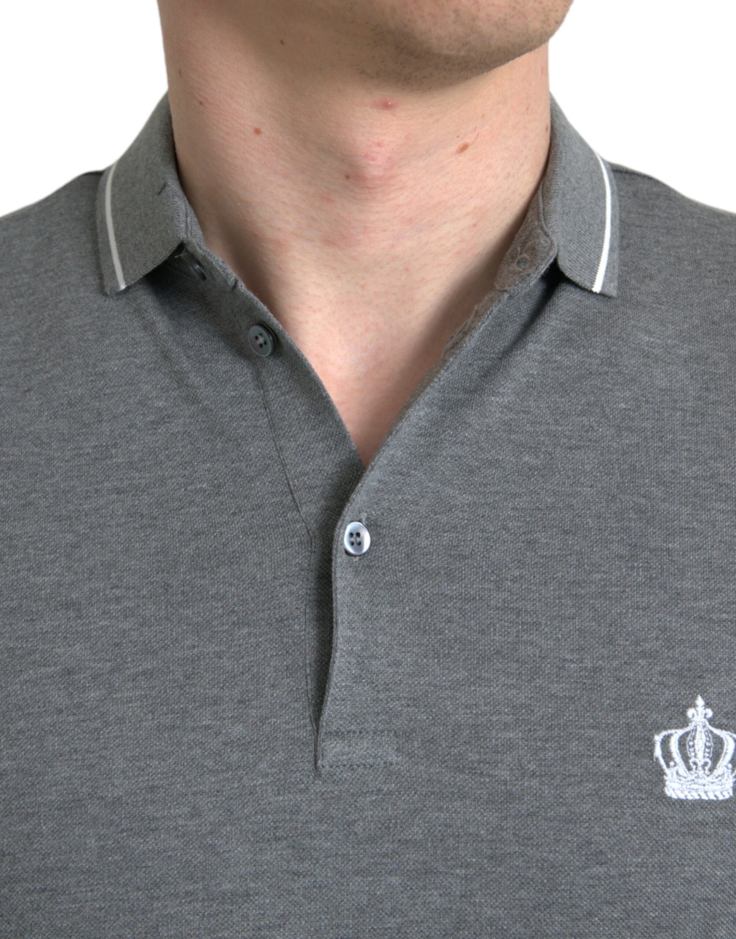 Elegante grijze katoenen poloshirt