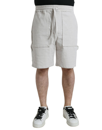 Beige katoenen corduroy heren bermuda shorts