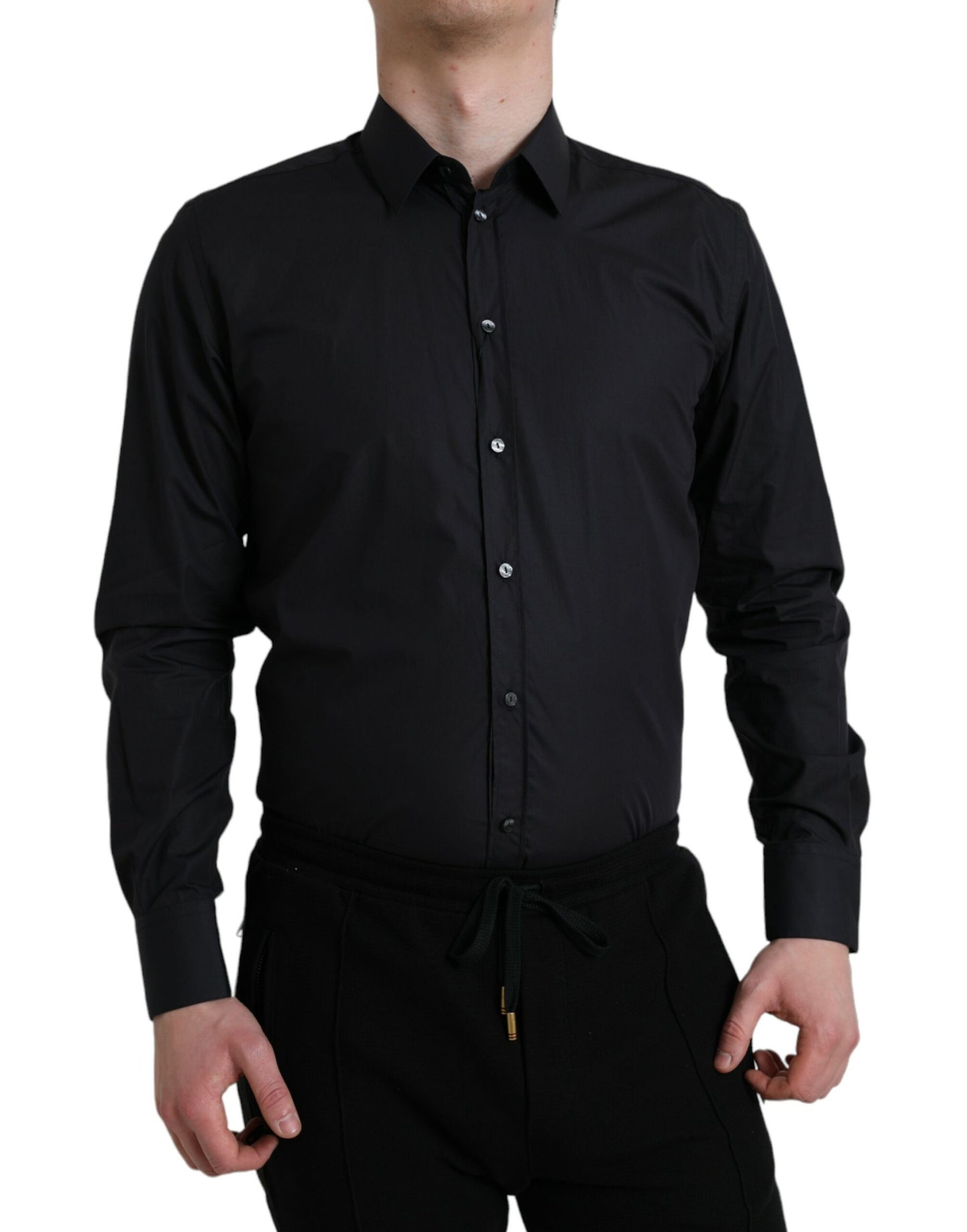 Elegante marineblauwe slim fit overhemd