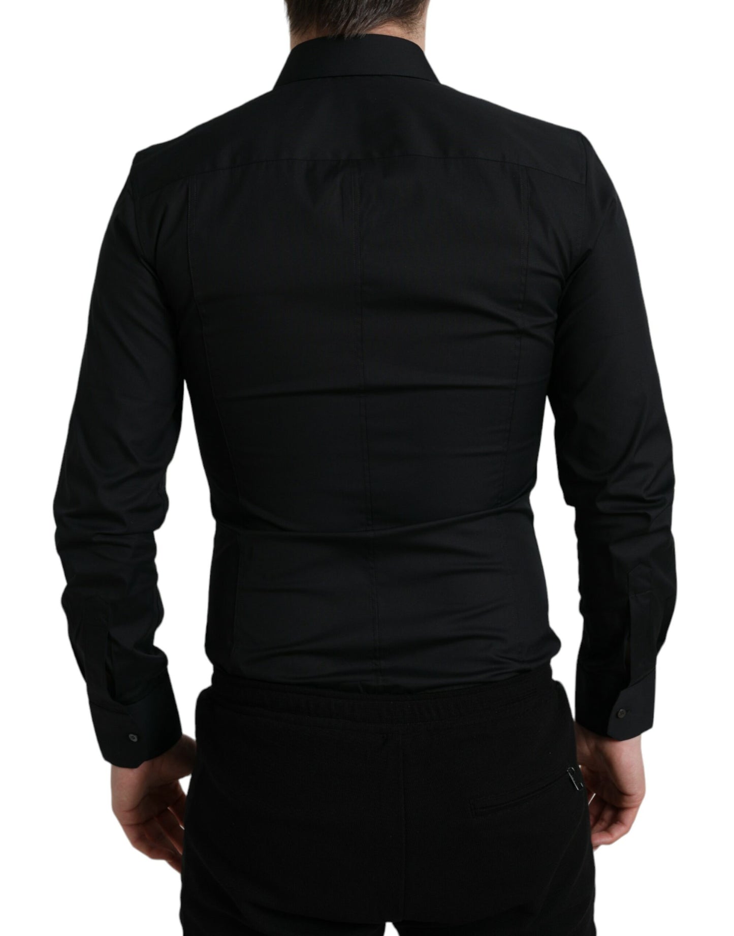 Elegante zwarte slim fit Italiaanse overhemd