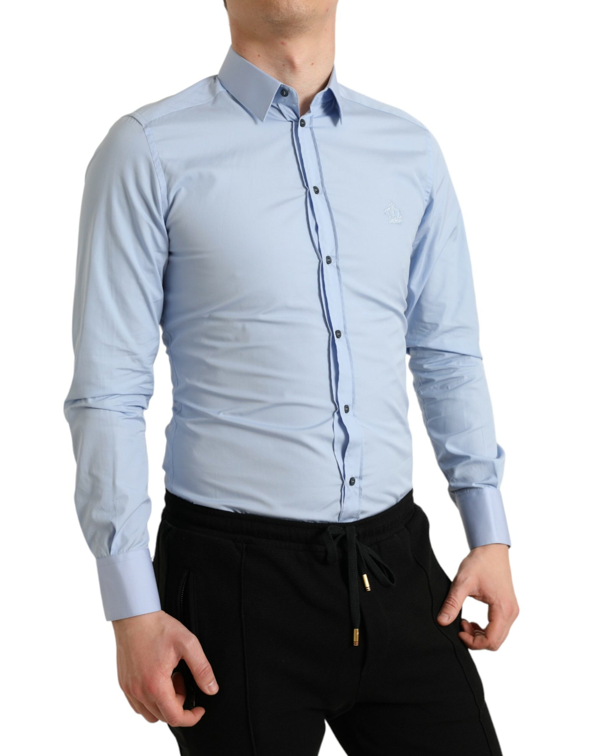 Elegante Slim Fit Hemelsblauwe Overhemd