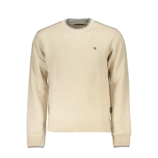 Beige Fabric Men Sweater