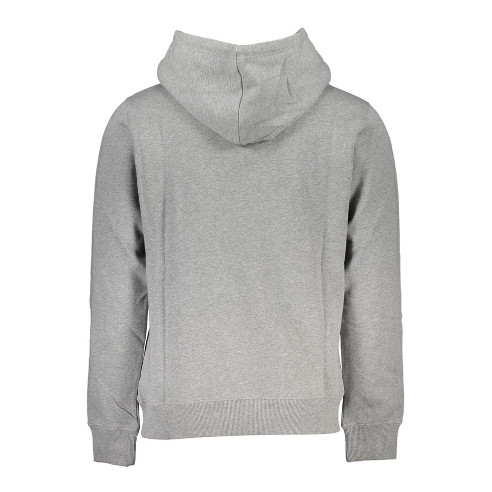 Elegant Gray Long Sleeve Hooded Sweatshirt