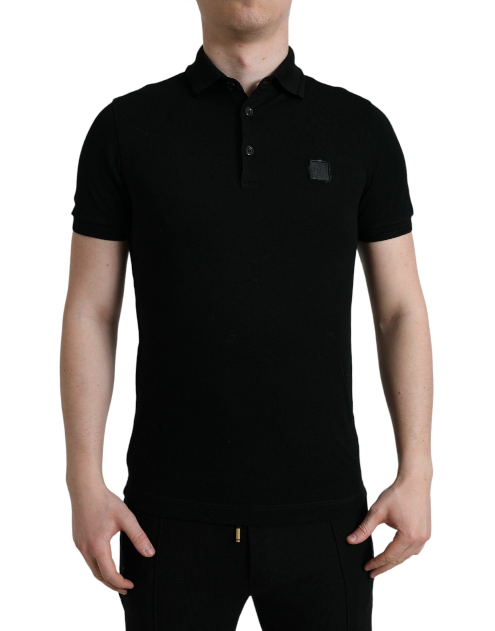 Elegante zwarte katoenen poloshirt