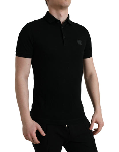 Elegante zwarte katoenen poloshirt