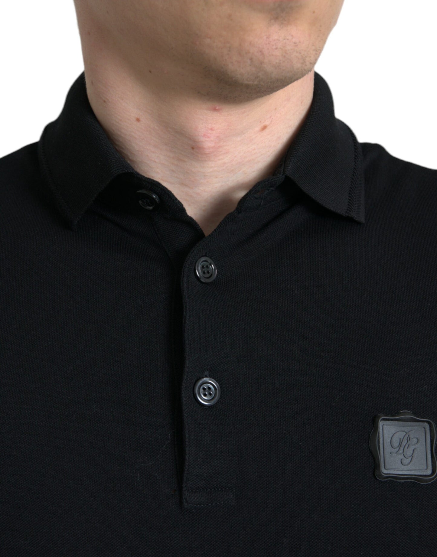 Elegante zwarte katoenen poloshirt