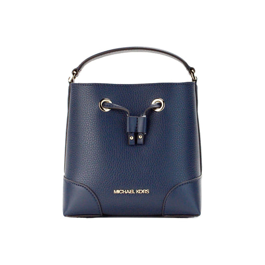 Mercer Kleine Marineblauwe Gekorrelde Leren Emmer Crossbody Tas Portemonnee