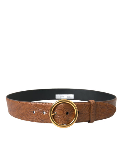 Elegante exotische leren riem - Rijk bruin