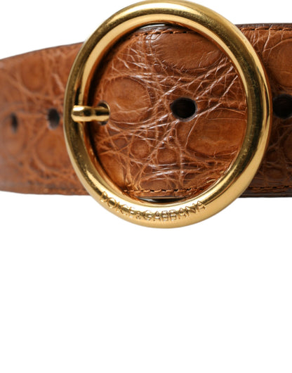 Elegante exotische leren riem - Rijk bruin