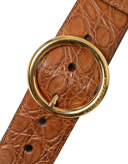 Elegante exotische leren riem - Rijk bruin