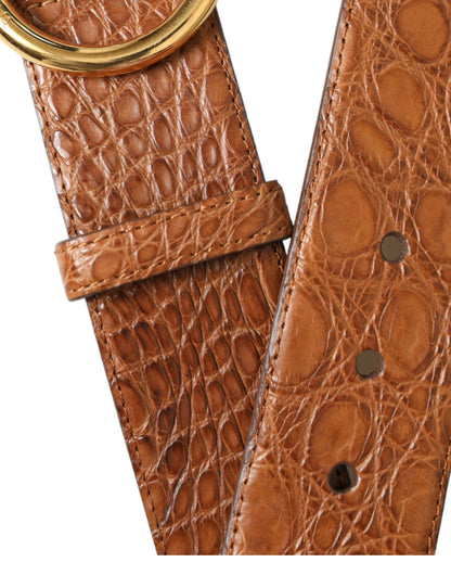 Elegante exotische leren riem - Rijk bruin