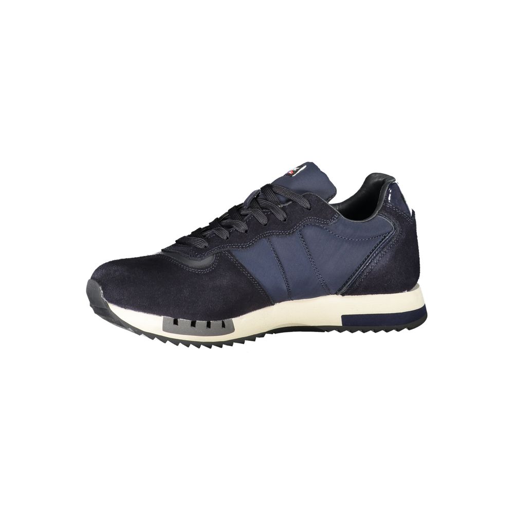 Contrasterende vetersportsneakers in blauw