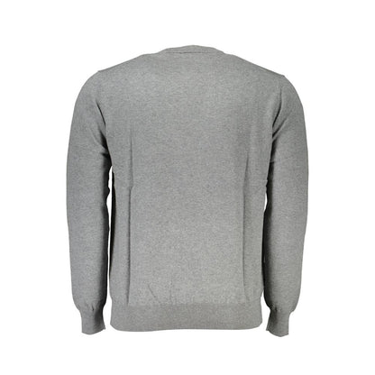 Chic Gray Crew Neck Cotton Blend Sweater