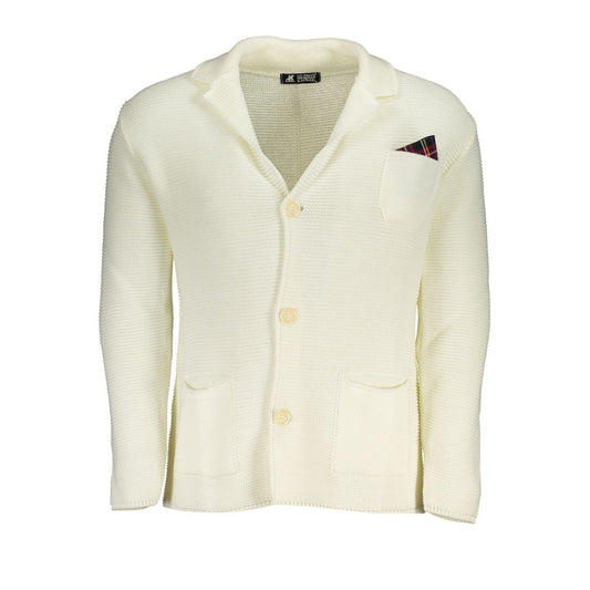 Elegant White Cardigan With Logo Detail