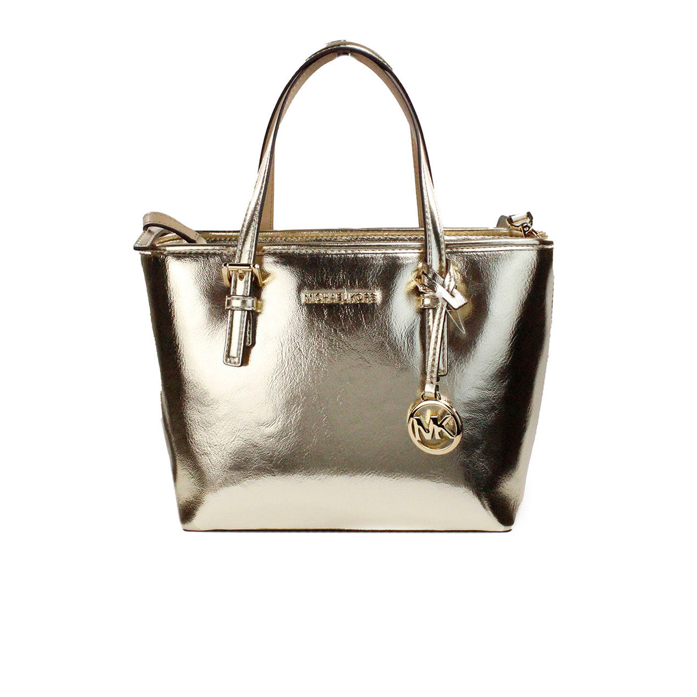 Jet Set Pale Gold Metallic XS Carryall Top Zip Tote Bag Portemonnee