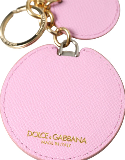 Elegante roze gouden leren sleutelhanger