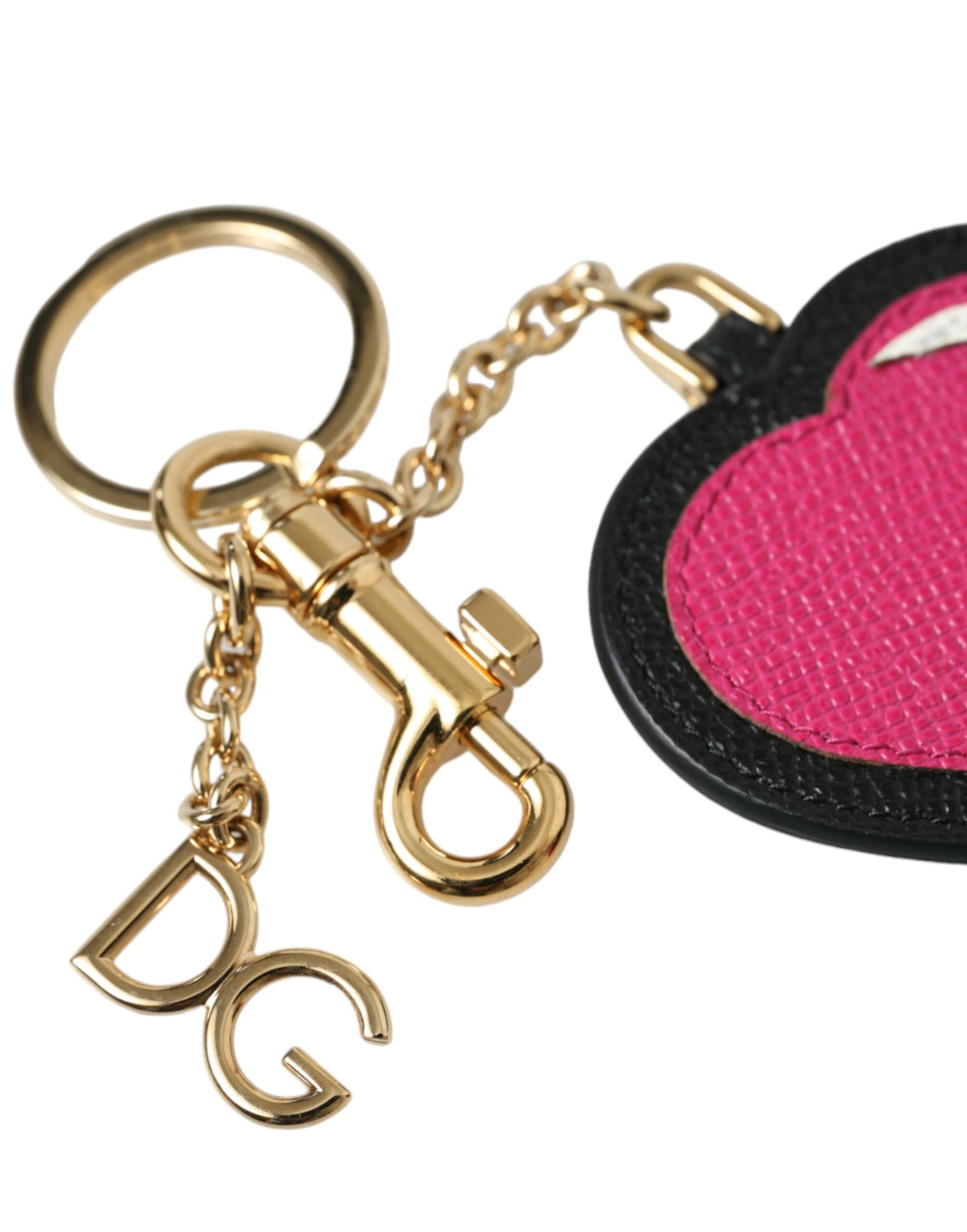 Prachtige gouden en roze leren sleutelhanger