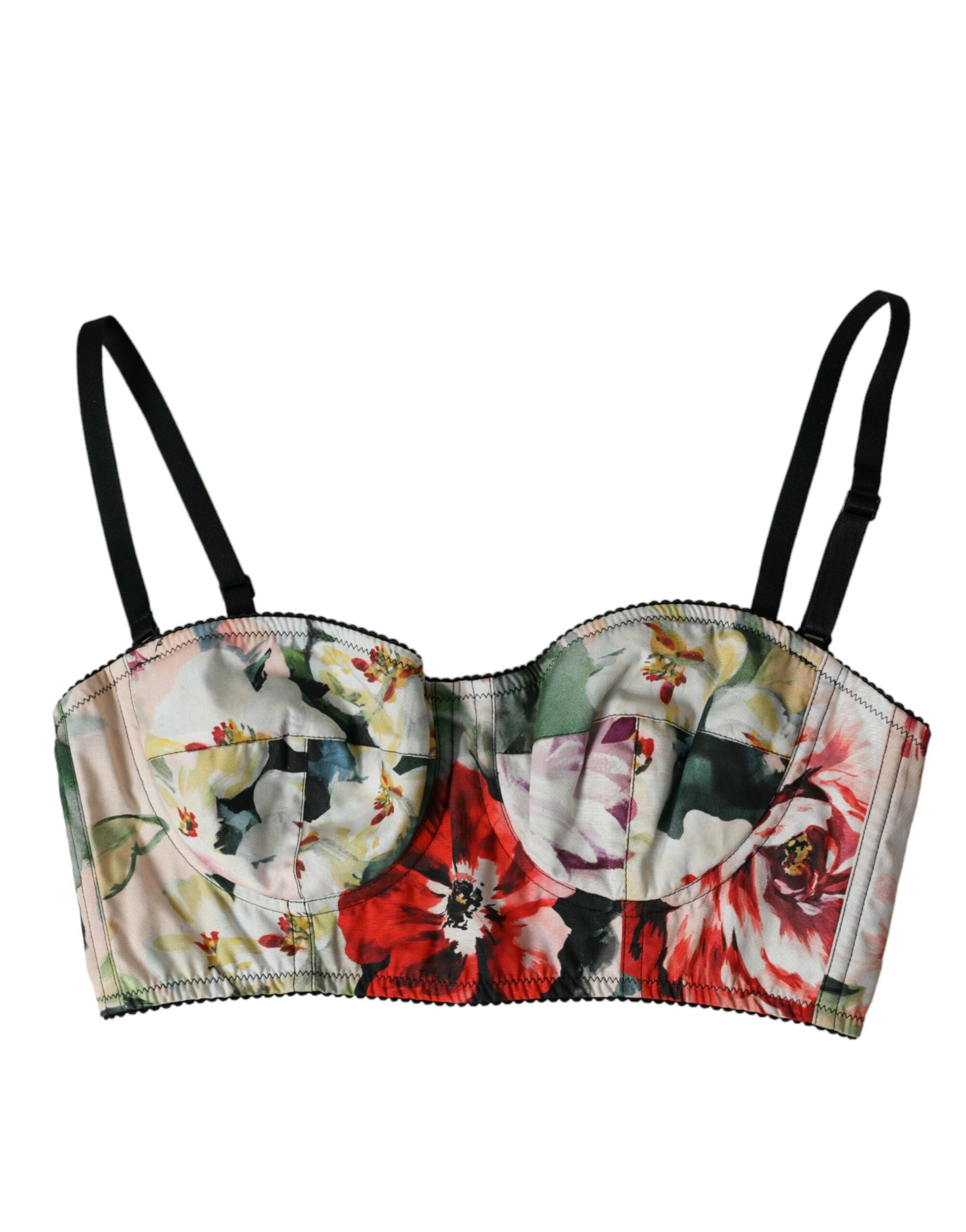 Veelkleurige bloemen bustier crop top