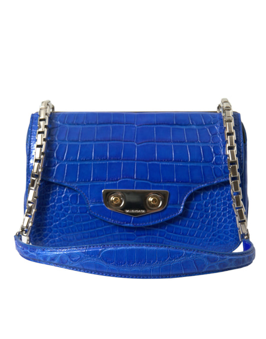 Alligator Skin Mini Schoudertas - Elegant Blauw