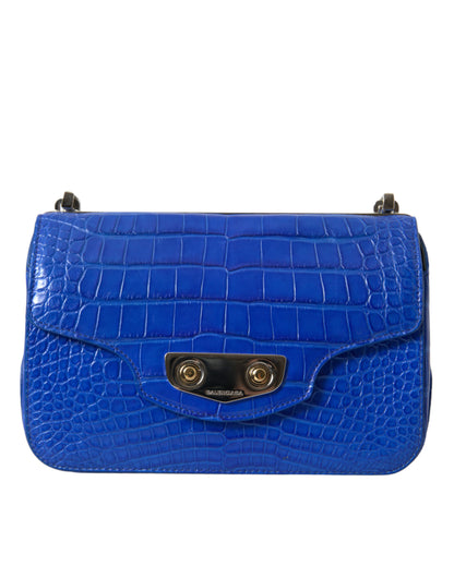 Alligator Skin Mini Schoudertas - Elegant Blauw