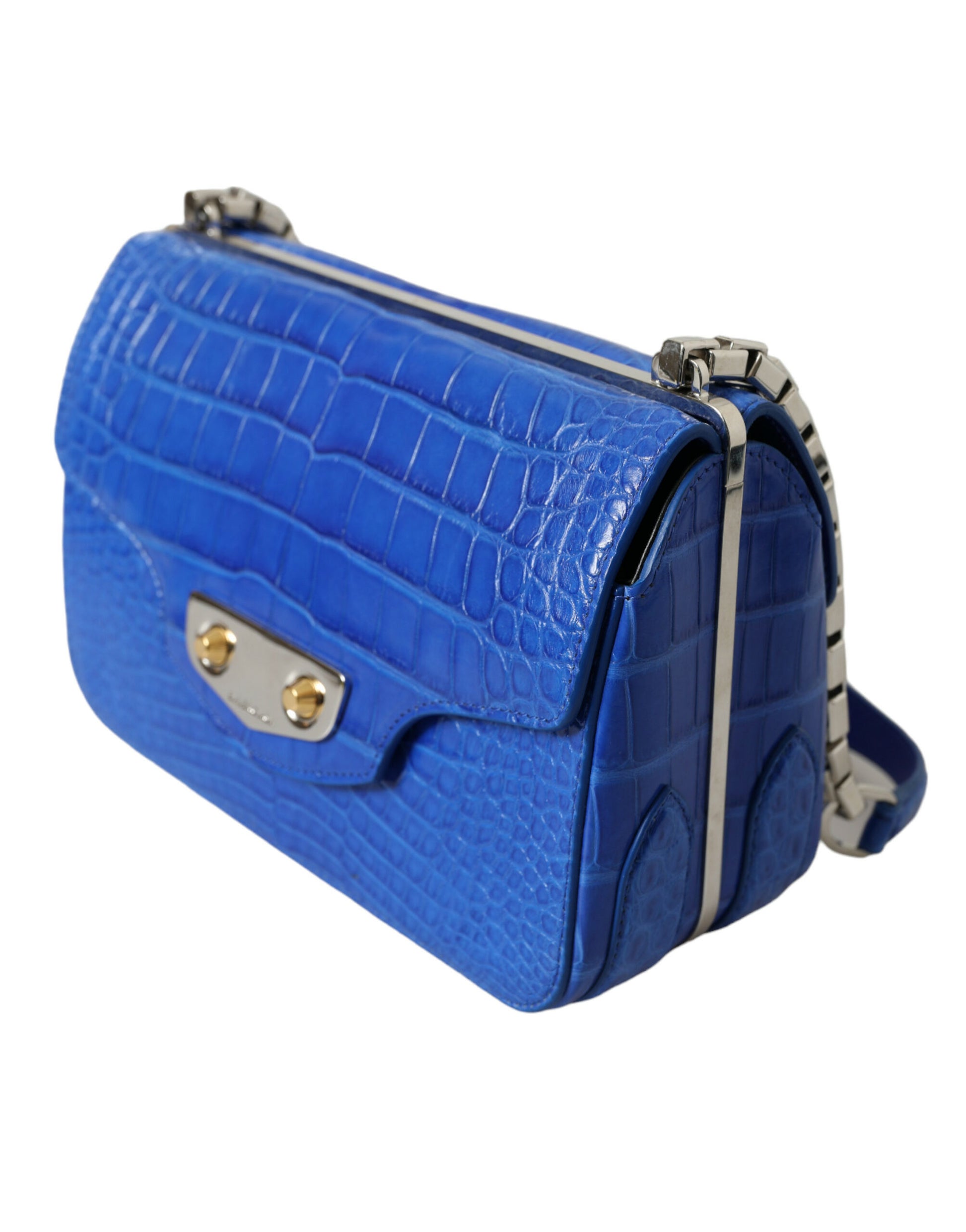 Alligator Skin Mini Schoudertas - Elegant Blauw