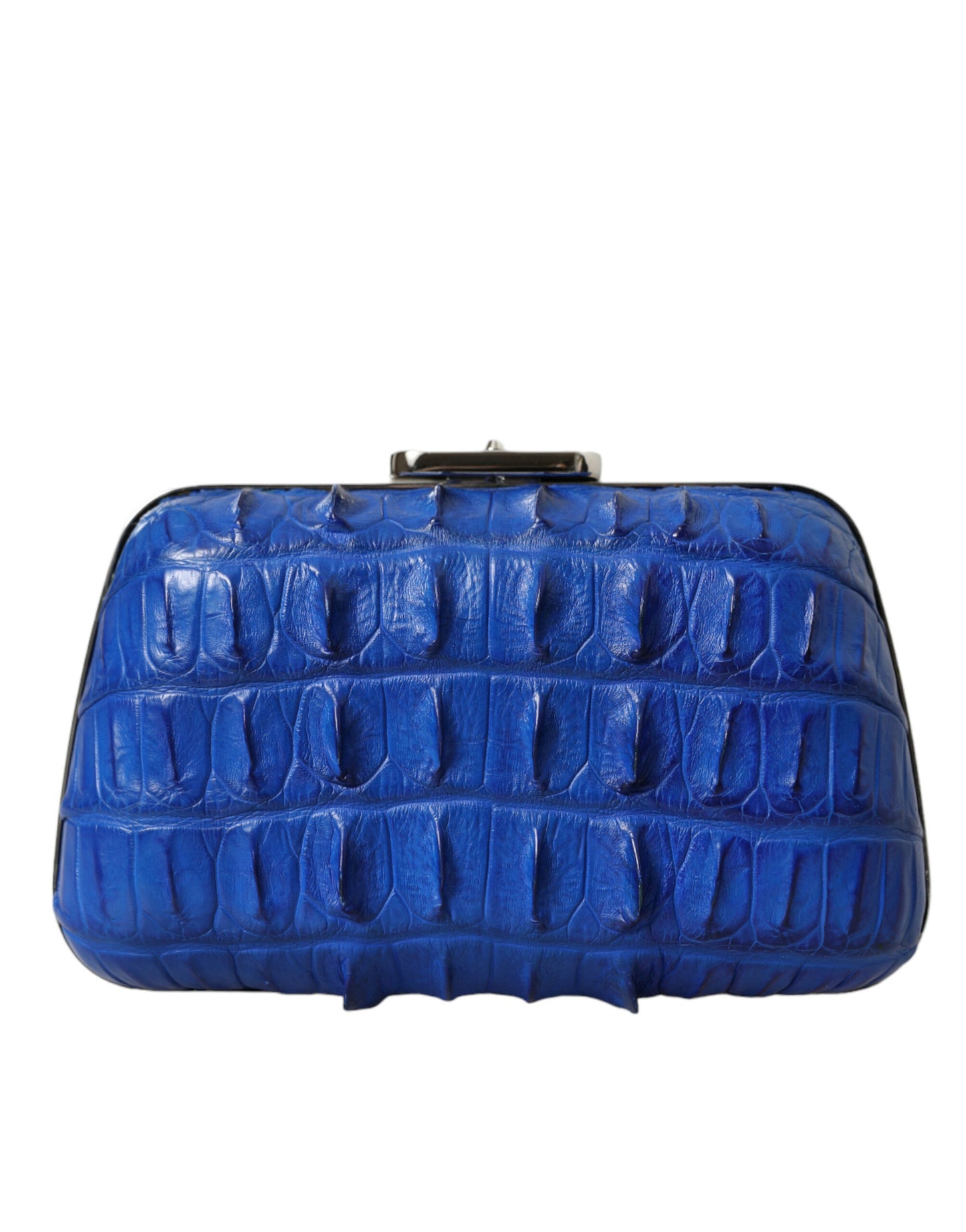 Elektrische blauwe krokodillenleren clutch