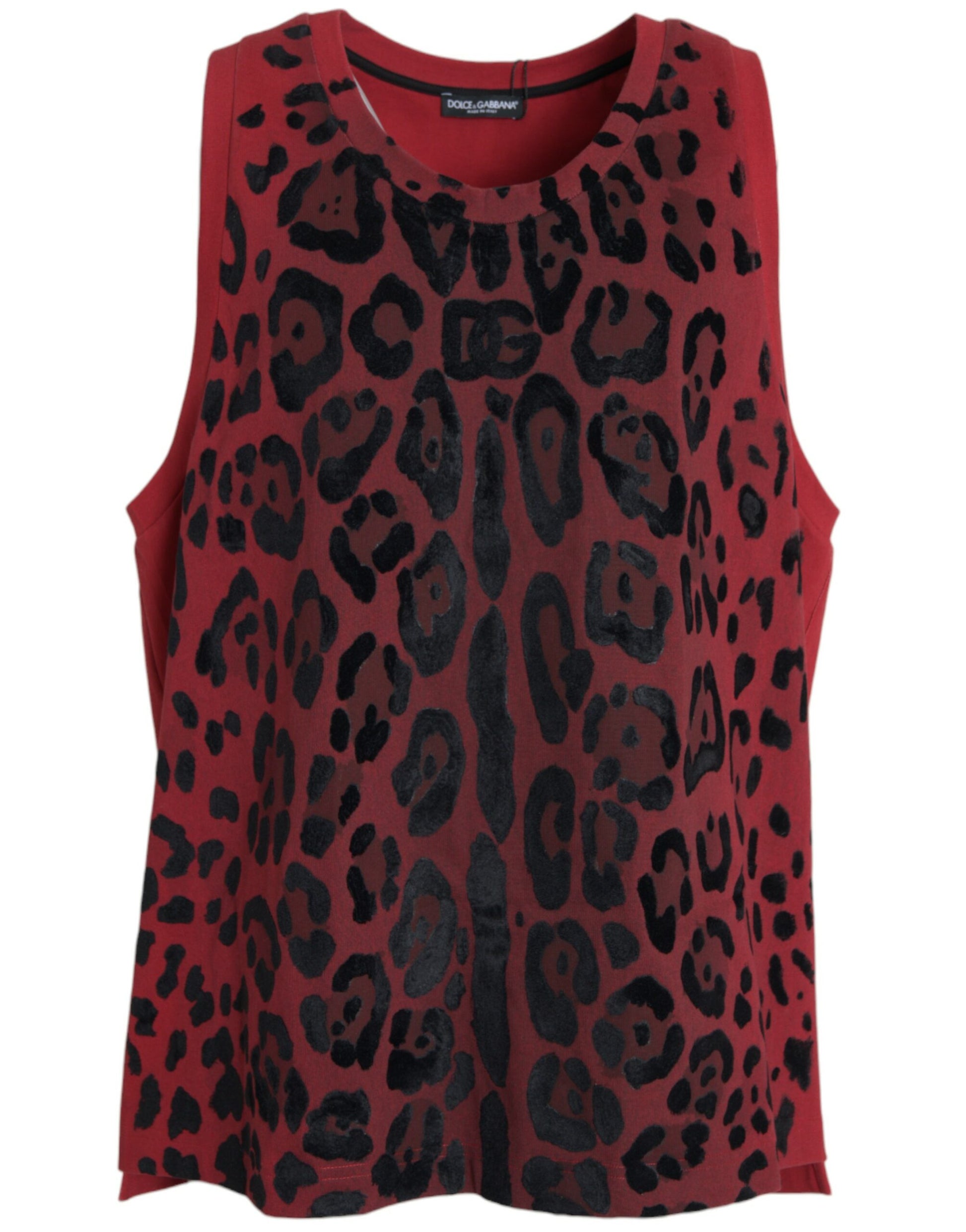 Rood luipaardprint mouwloos tanktop T-shirt