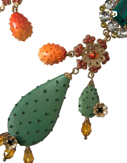 Groene Cactus Kristal Clip Op Sieraden Dangling Oorbellen