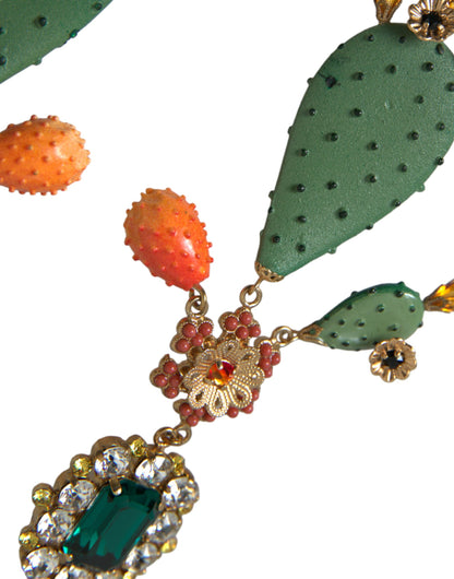 Groene Cactus Kristal Clip Op Sieraden Dangling Oorbellen