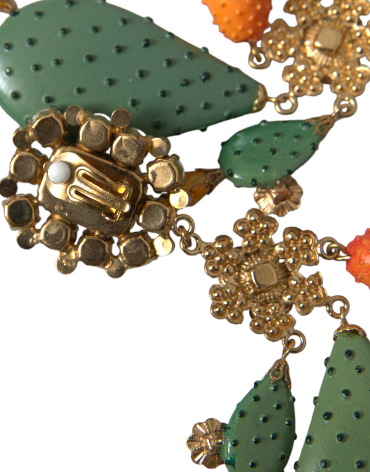 Groene Cactus Kristal Clip Op Sieraden Dangling Oorbellen