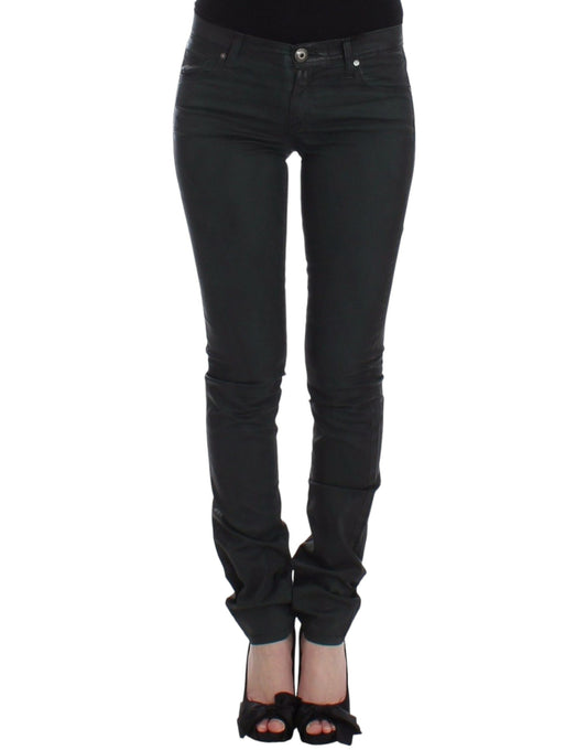 Elegante donkergroene slim fit jeans